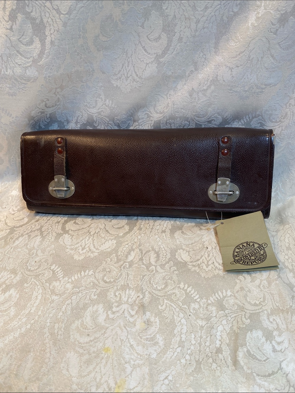Vintage-Inspired Banana Republic Brown Leather Men's Clutch Bag Tool Case